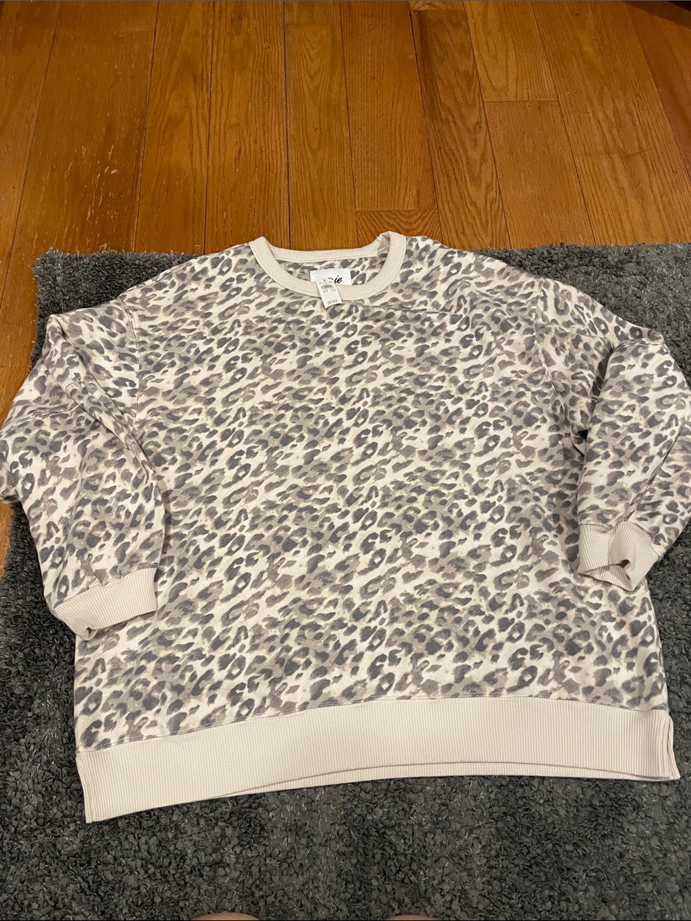 aerie Neutral Leopard-Print Crewneck Sweatshirt